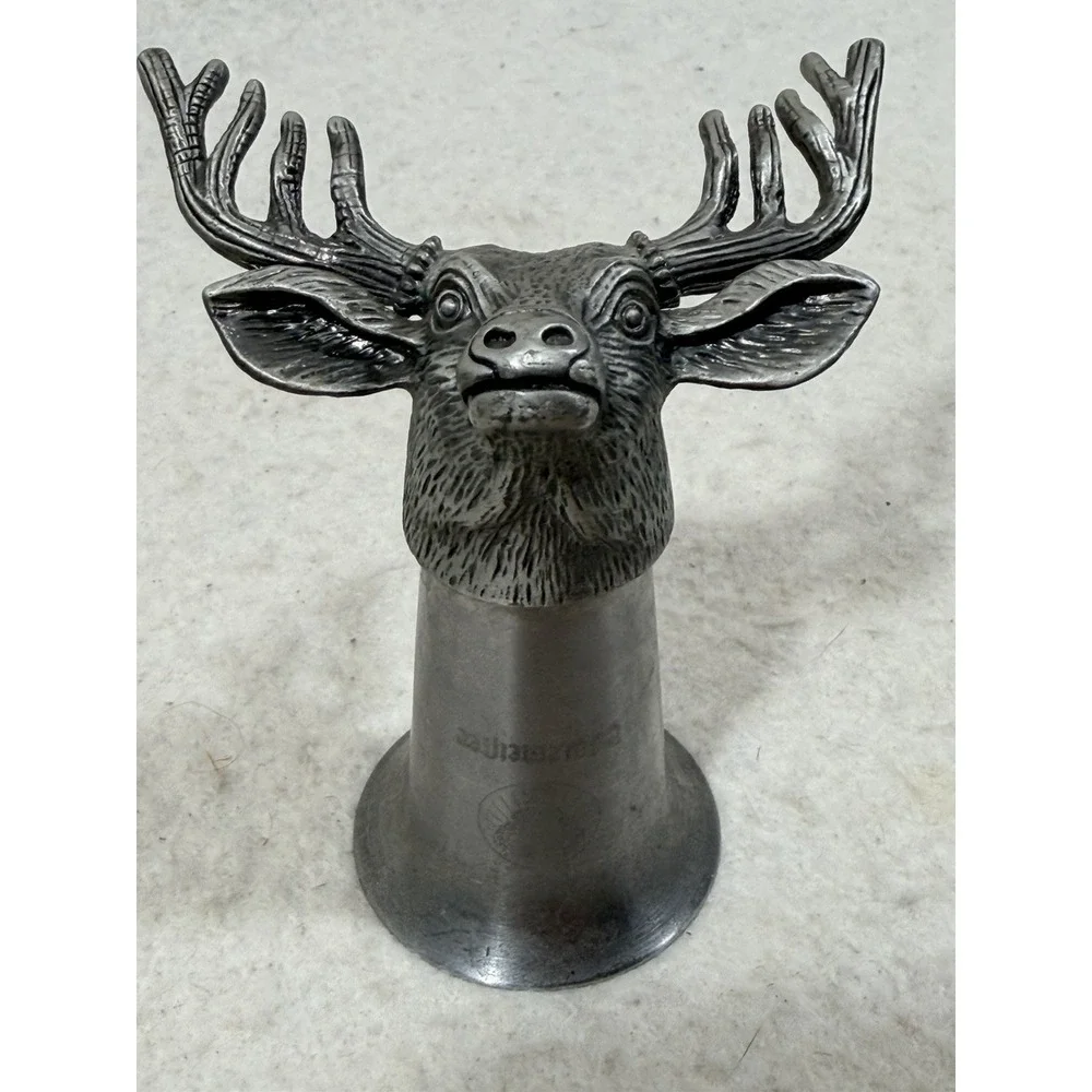 Jagermeister Pewter Stag Deer Head Shot Glass Jigger Rustic Lodge Barware